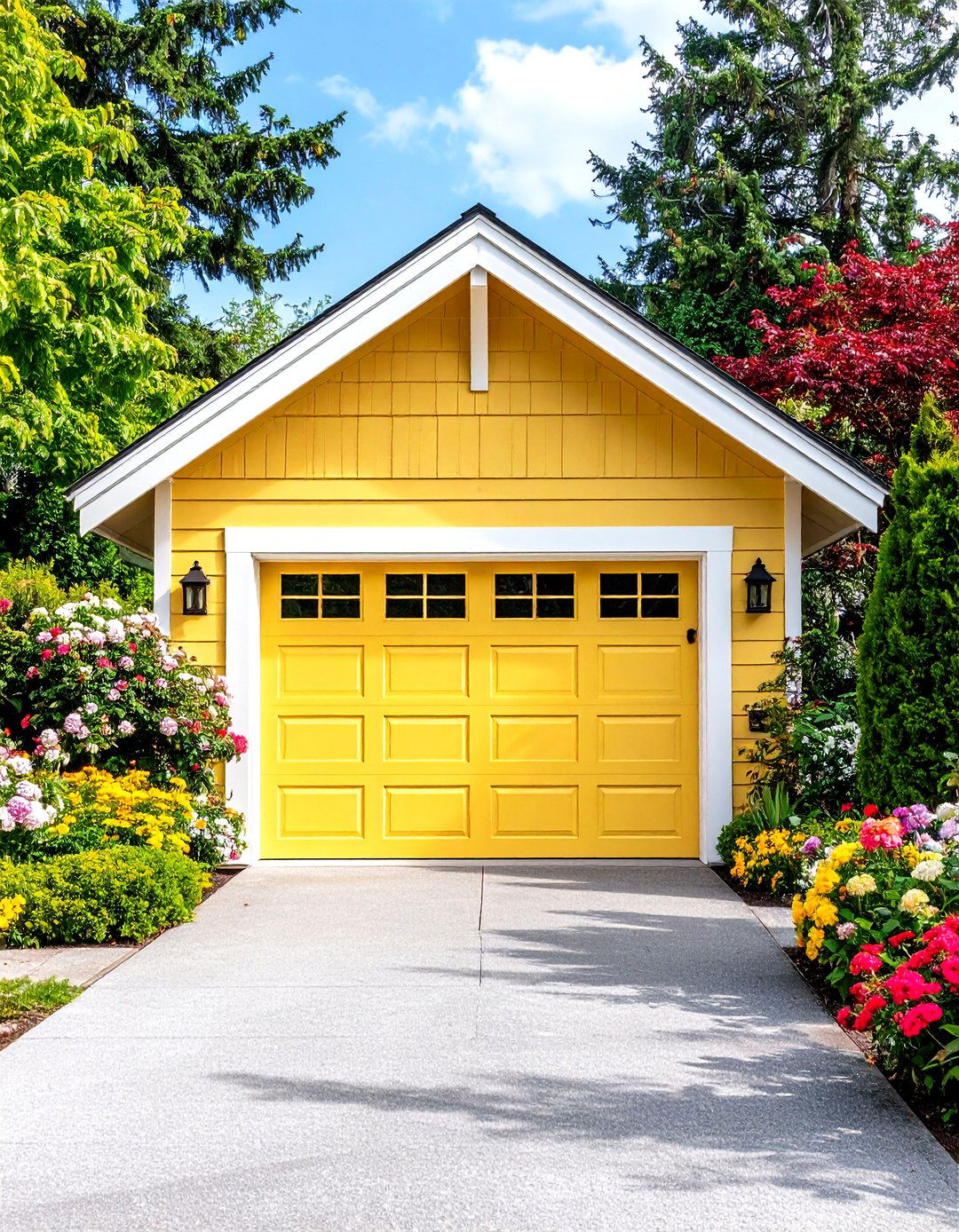 Soft Yellow Cottage Style - 24 Garage Door Paint Ideas