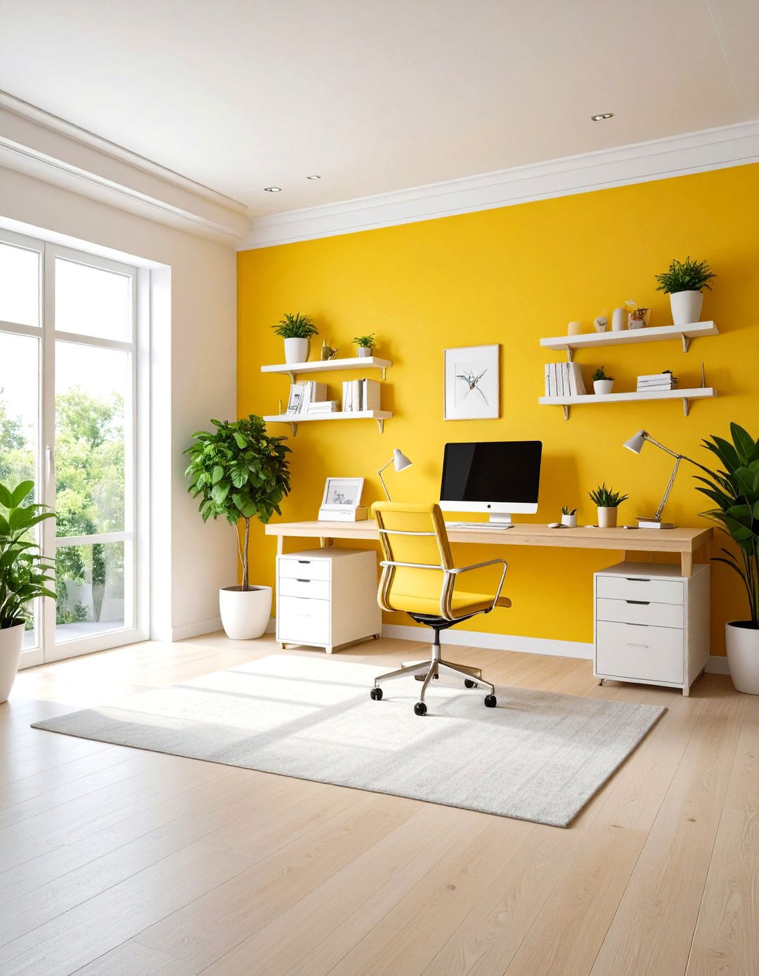 Soft Yellow Sunshine Productivity - 24 Home Office Paint Colors