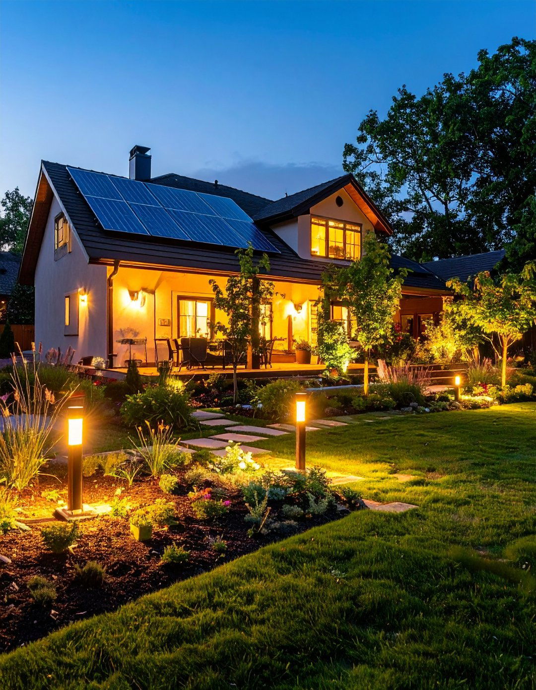 Solar Accent Lighting Installation - 24 Cheap Backyard Makeover Ideas