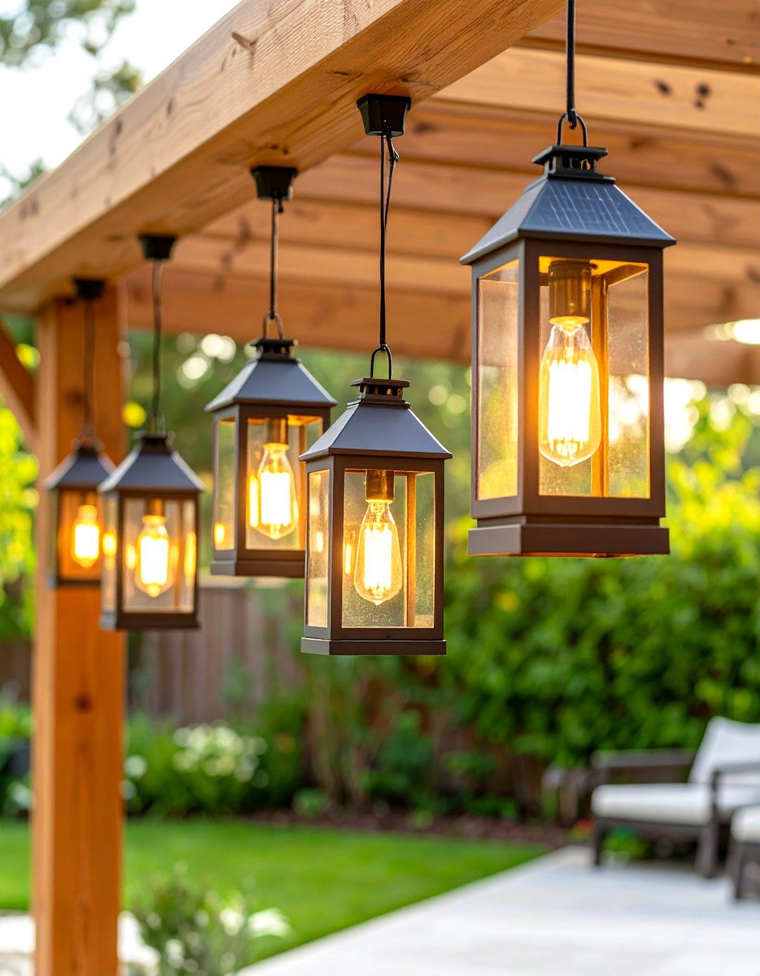 Solar Lantern Integration - 24 Pergola Lighting Ideas