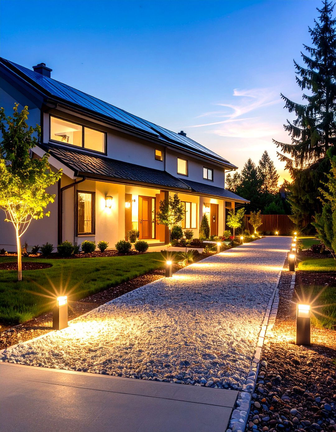 Solar Lighting Accent - 24 Gravel Driveway Ideas