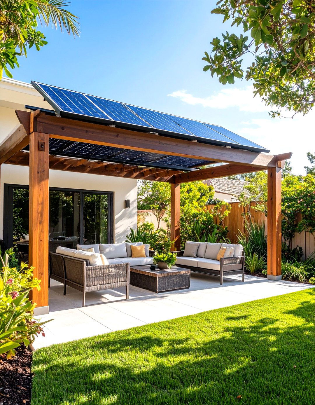 Solar Pergola Power Station - 24 Florida Backyard Ideas
