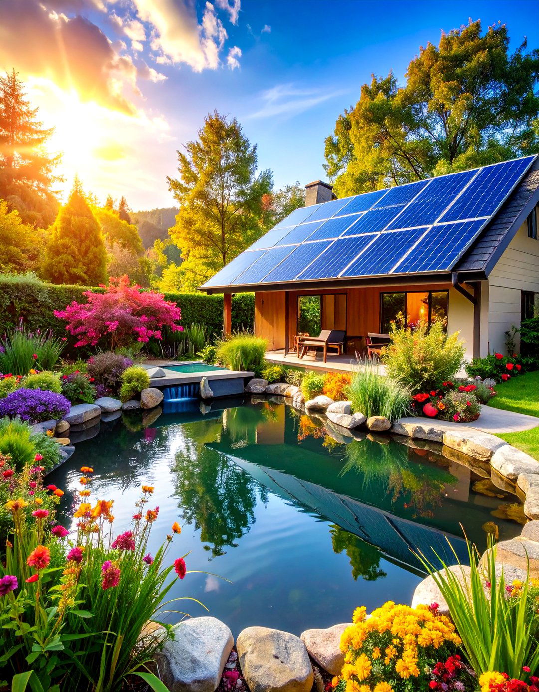 Solar Powered Eco Pond System - 24 Backyard Pond Ideas