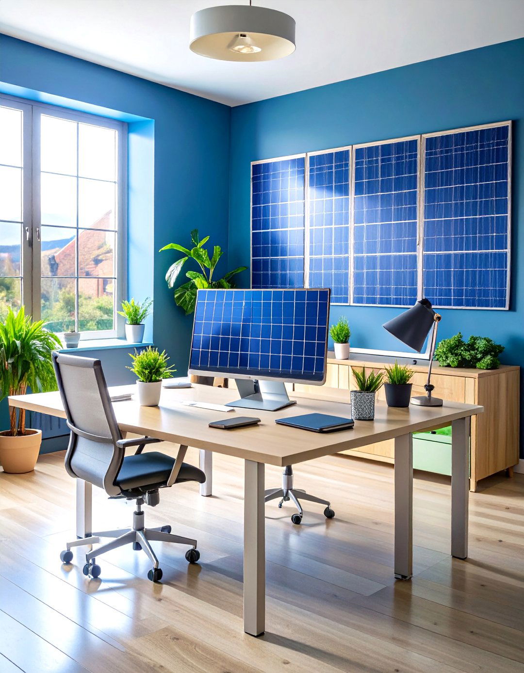 Solar Powered Home Office Station - 24 Green Home Office Ideas