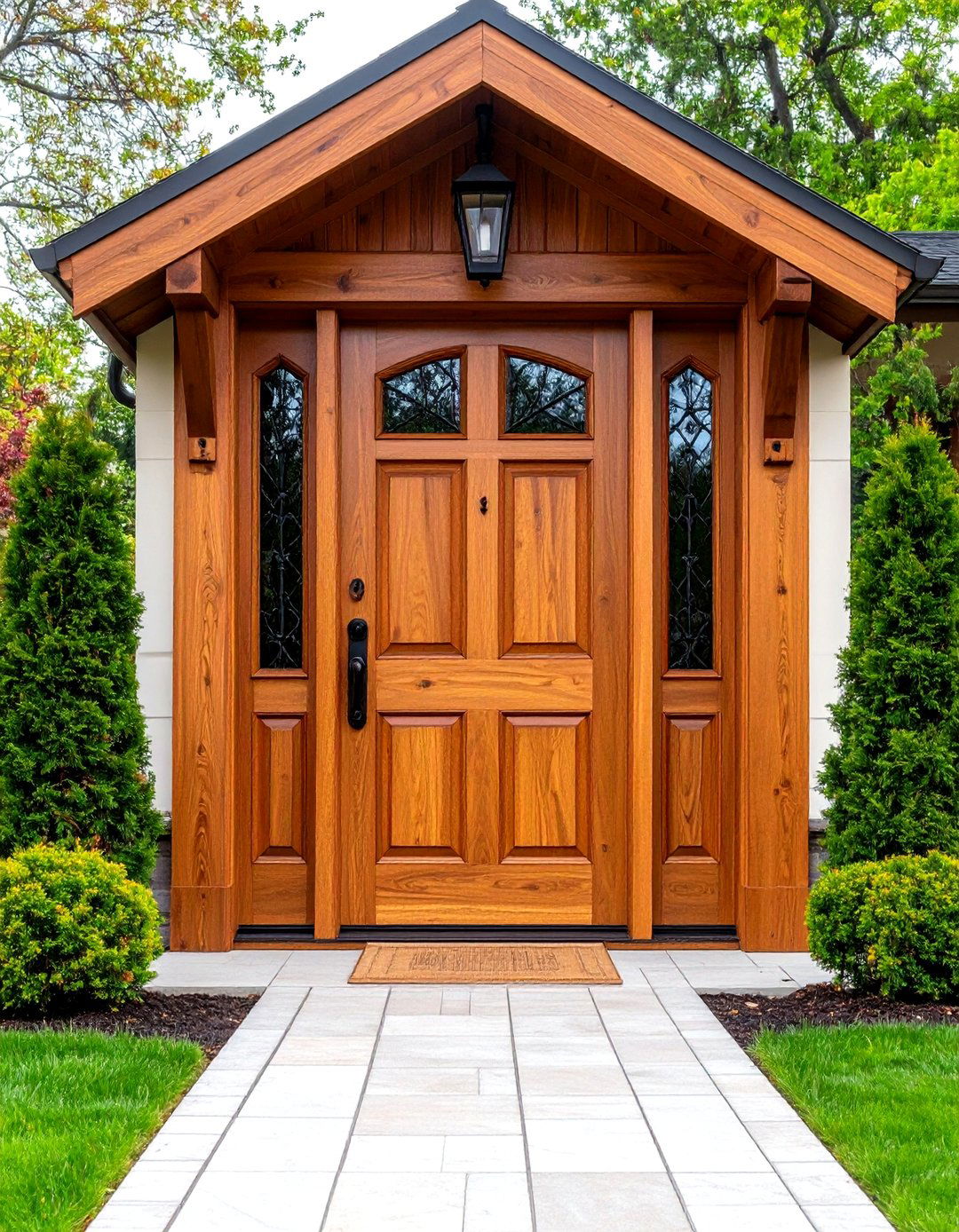 Solid Oak Gothic Door with Natural Finish - 24 Gothic Front Door Ideas