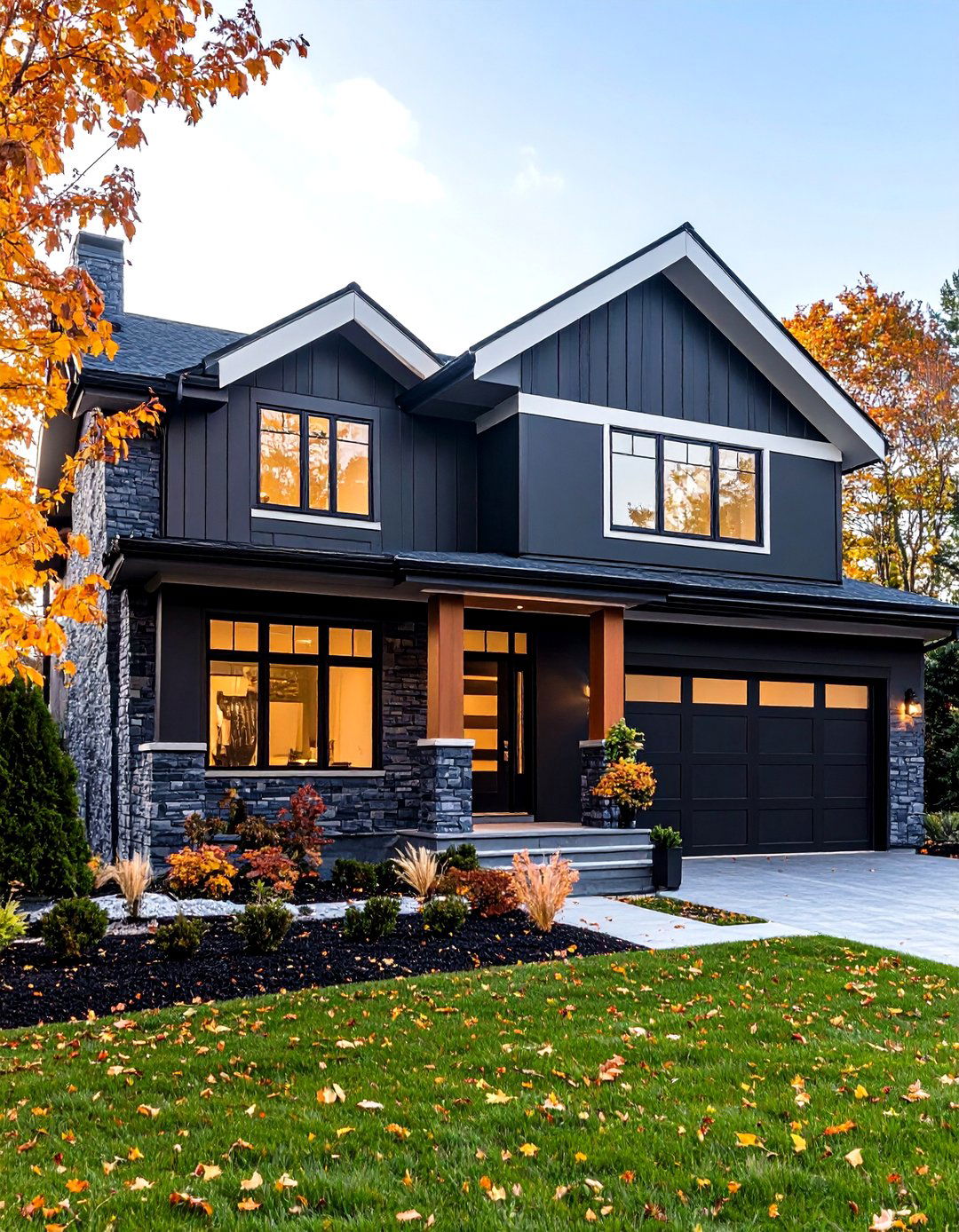 Sophisticated Charcoal Gray Paint Finish - 24 Exterior Brick Paint Color Ideas