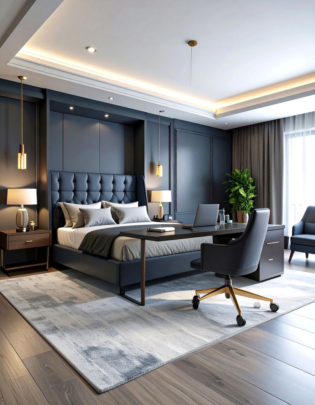 Sophisticated Graphite Office - 24 Dark Bedroom Ideas