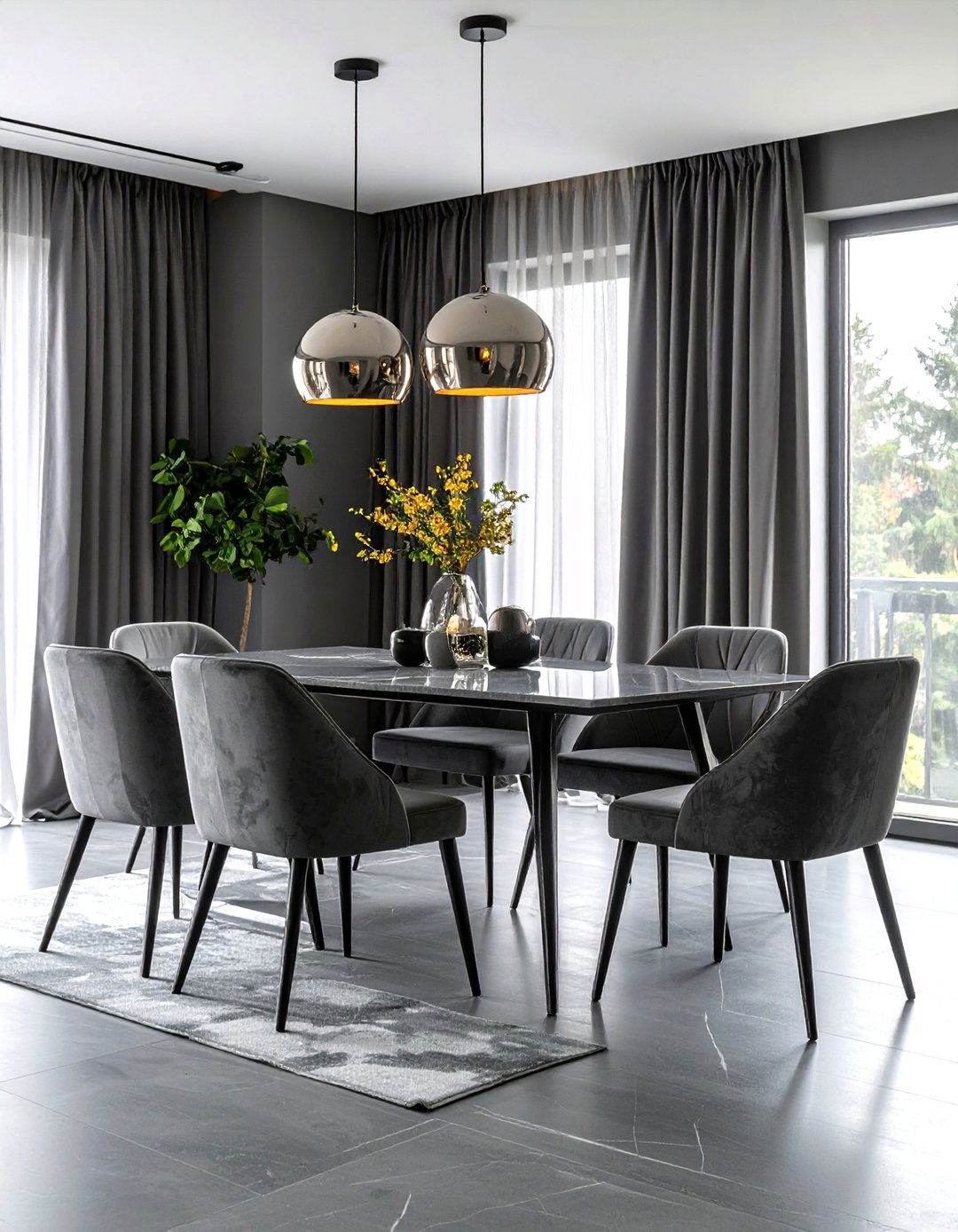 Sophisticated Gray Monochromatic Palette - 24 Parisian Dining Room Ideas