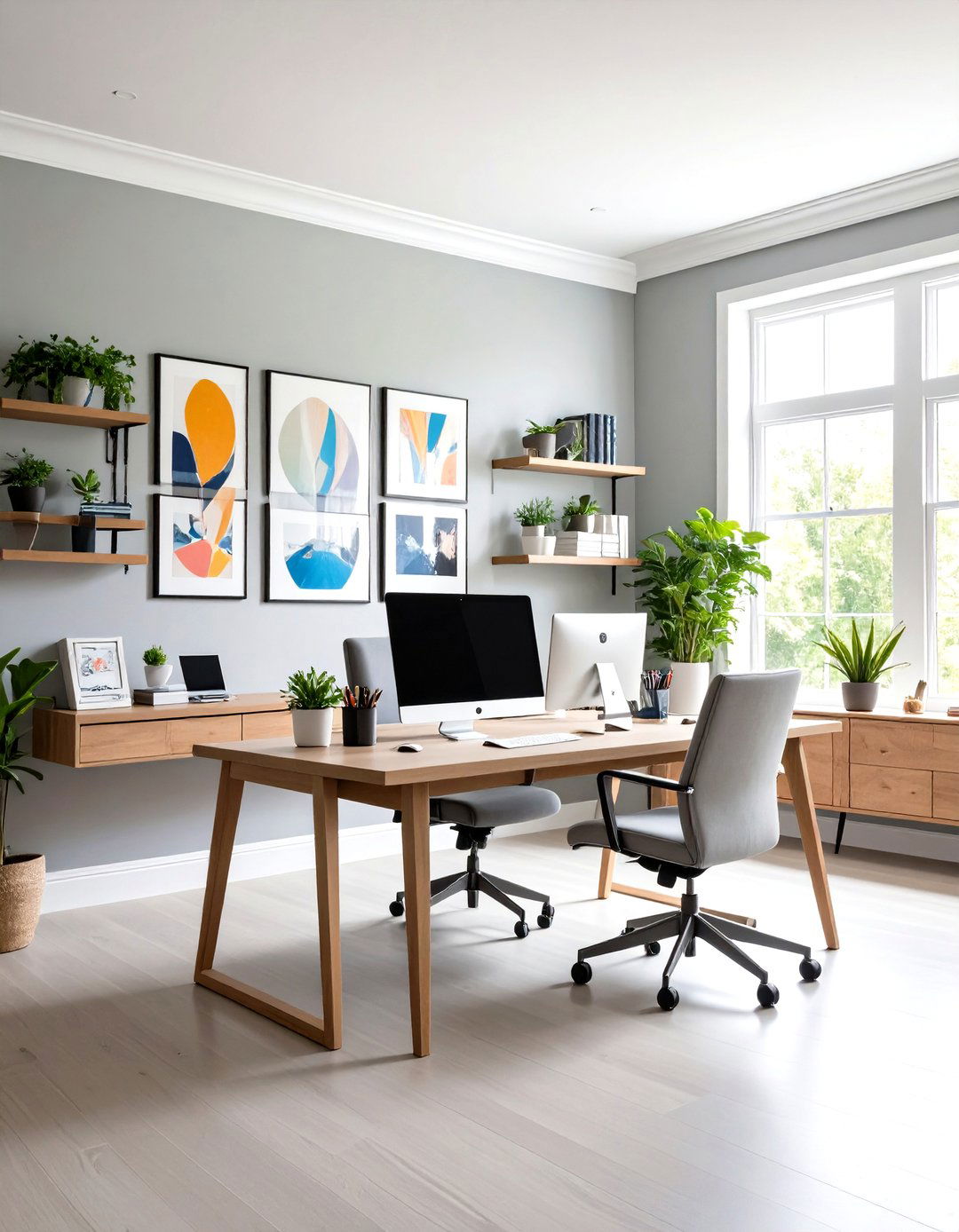 Sophisticated Gray Office Accent Walls - 24 Office Accent Wall Ideas