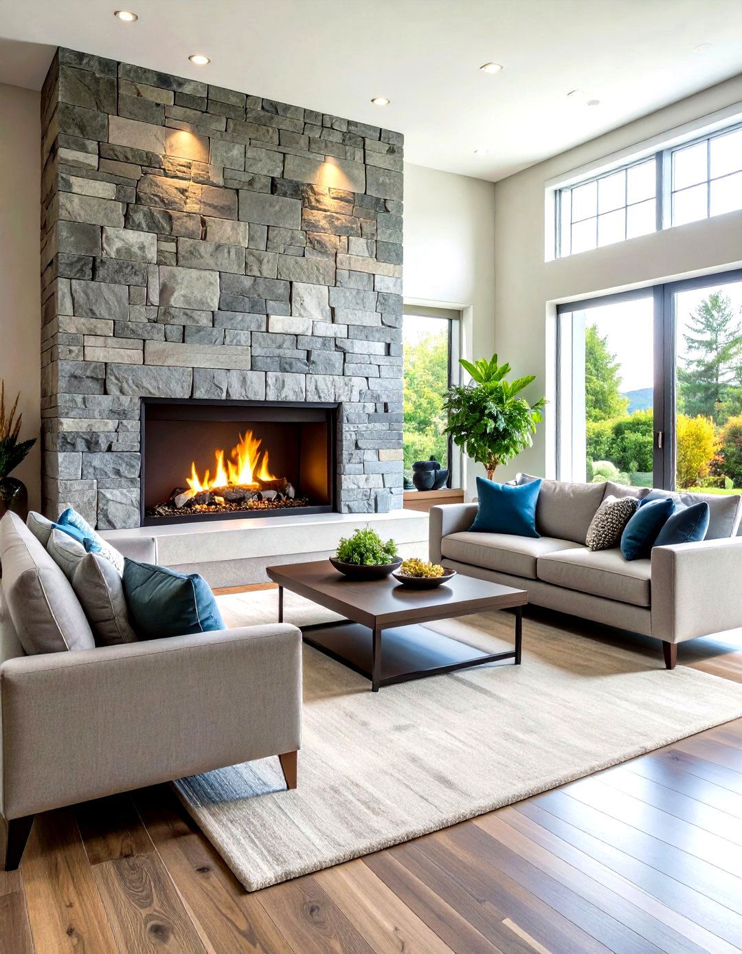 Sophisticated Gray Stone Monochromatic Scheme - 24 Faux Stone Fireplace Ideas
