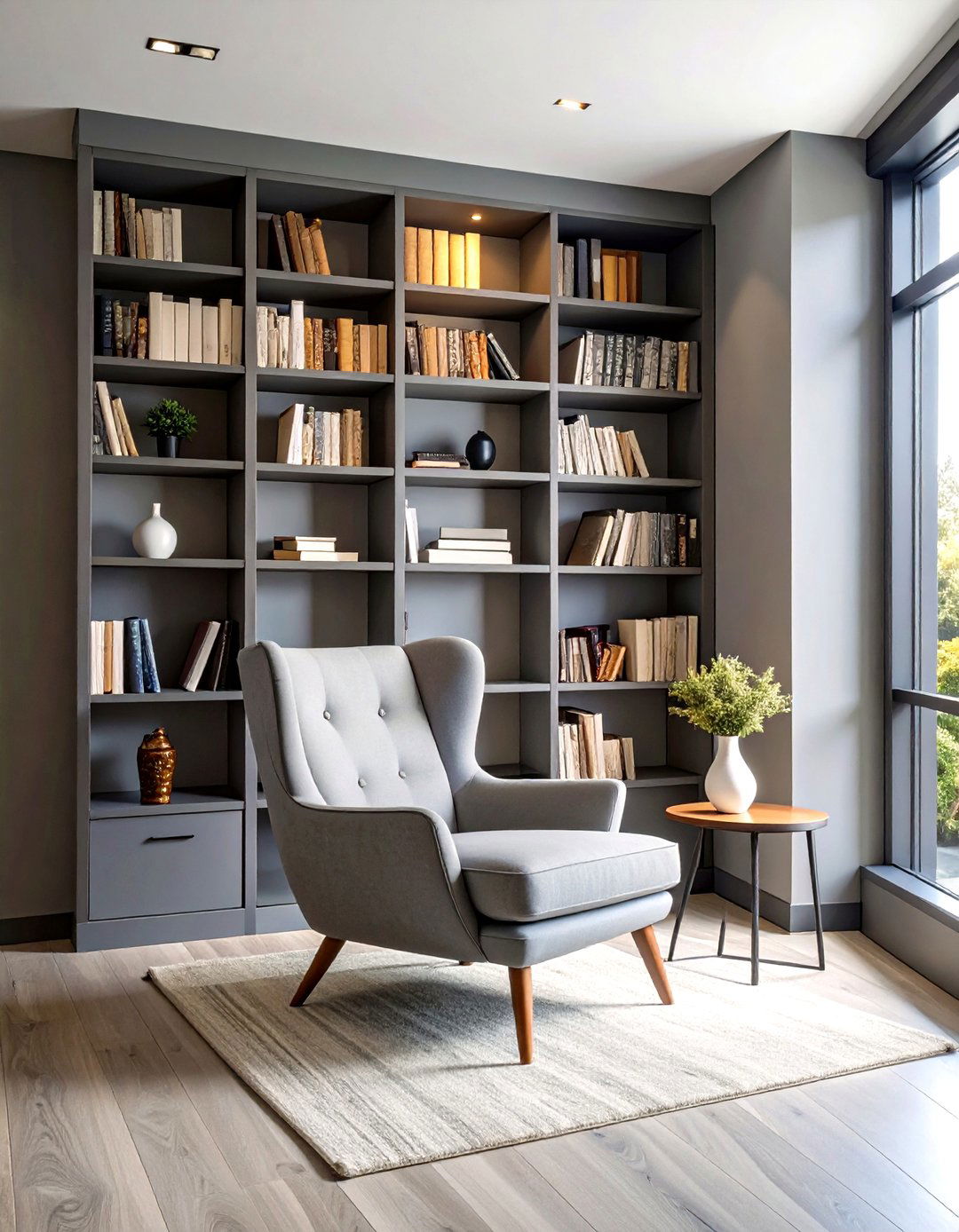 Sophisticated Greige Library Corner - 24 Greige Interior Design Ideas