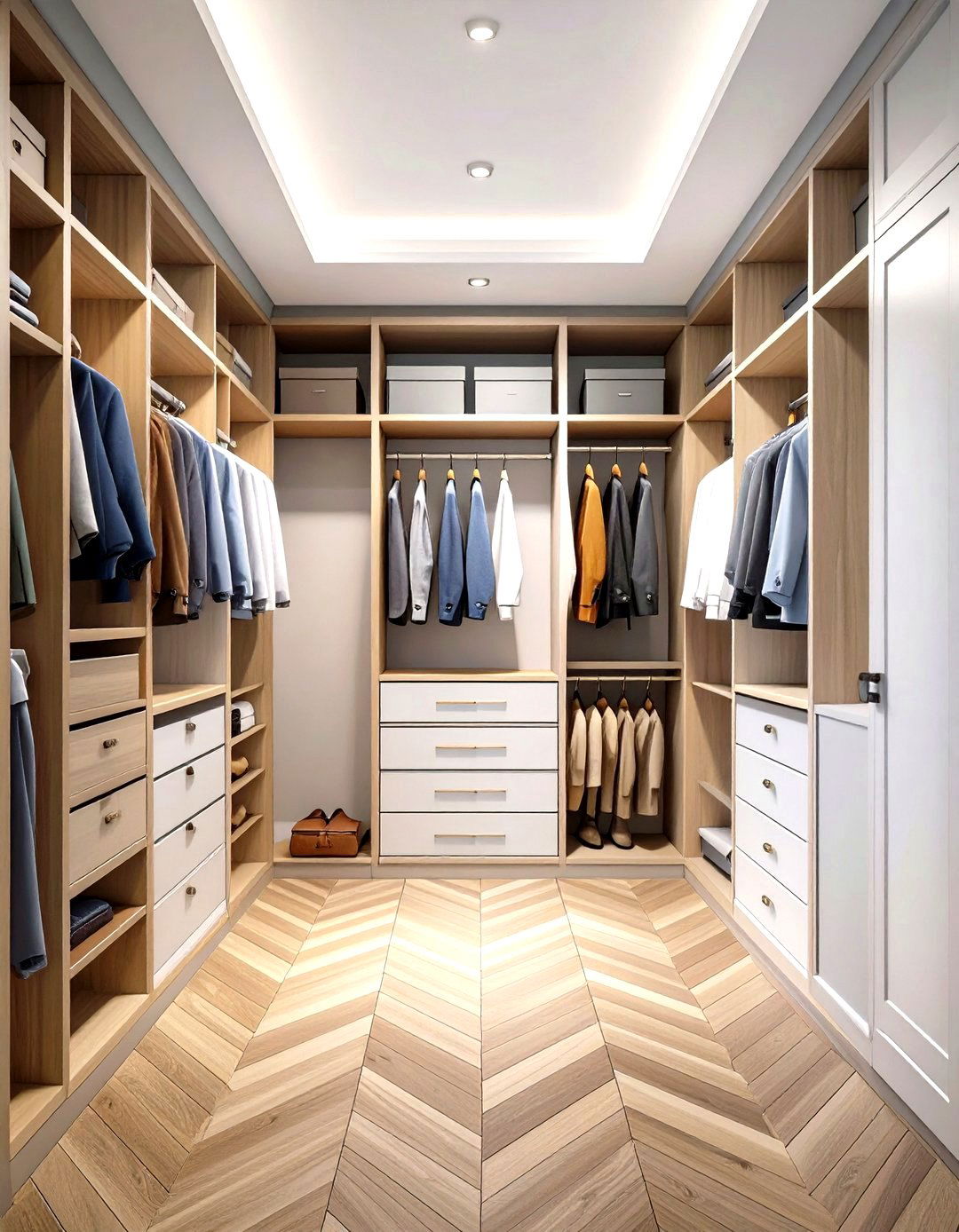 Sophisticated Herringbone Closet with Classic Patterns - 24 Closet Wallpaper Ideas
