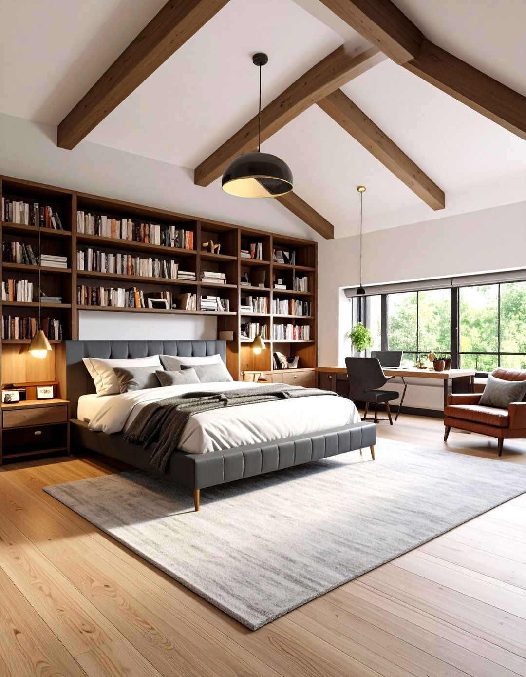 Sophisticated Library Study - 24 Low Sloped Ceiling Bedroom Ideas