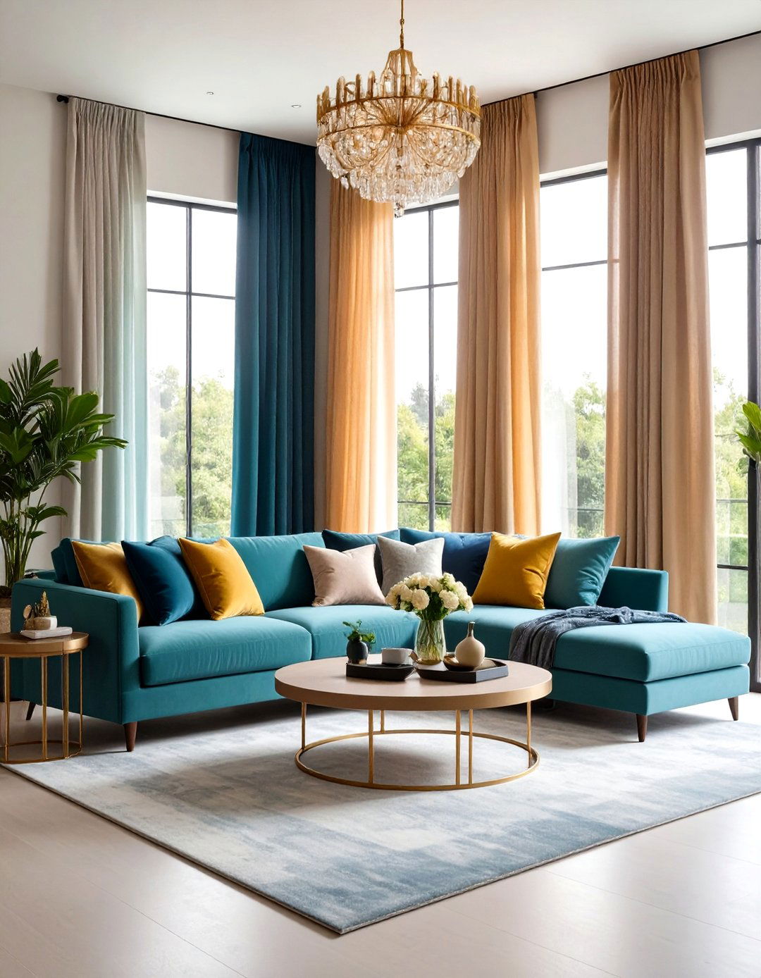 Sophisticated Ombre Color Gradient Curtains - 24 Living Room Curtain Ideas