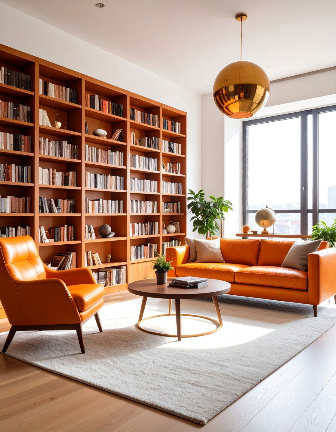 Sophisticated Orange Study Library - 24 Orange Accent Wall Ideas
