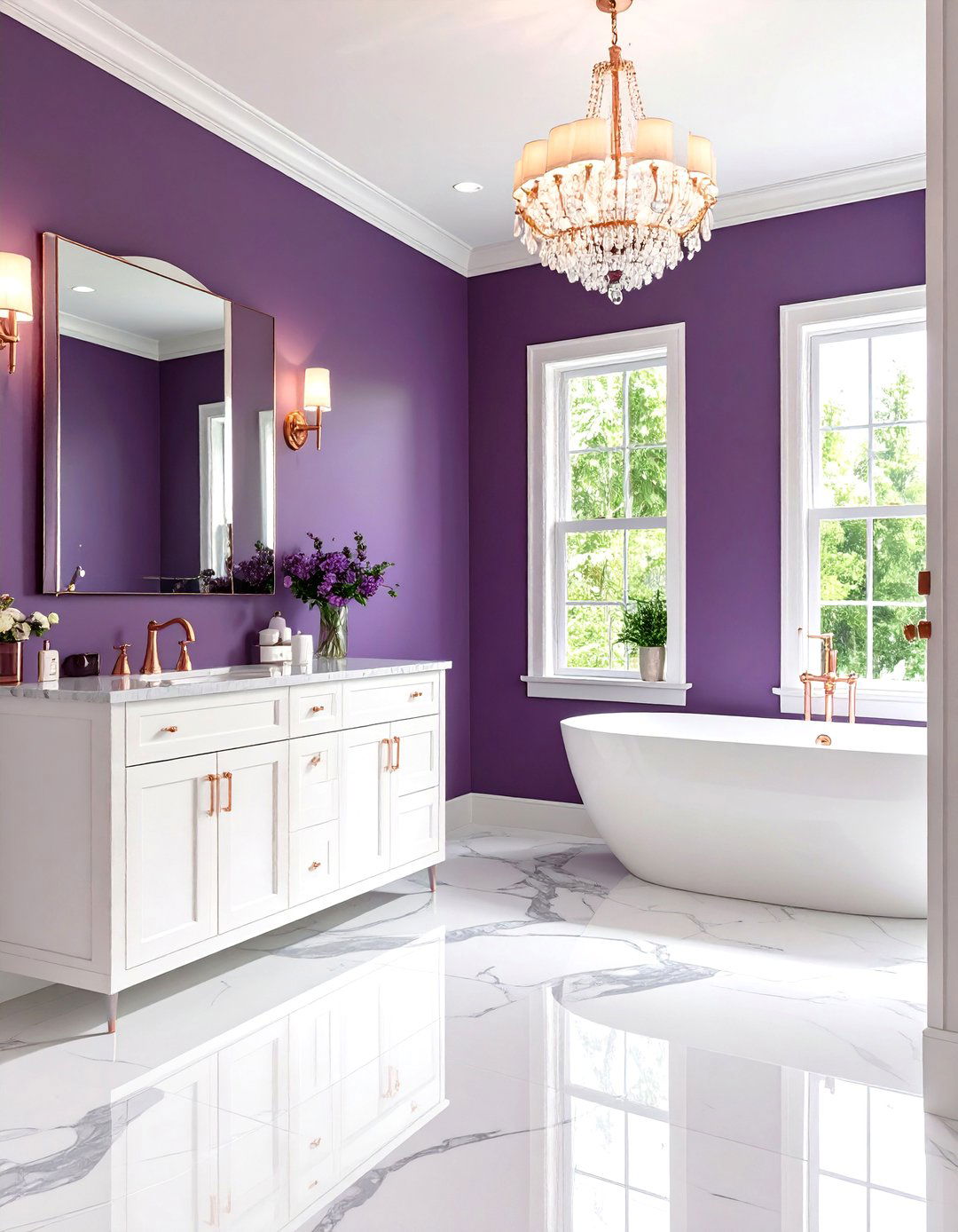 Sophisticated Plum and Rose Gold Luxury - 24 Hallway Bathroom Ideas