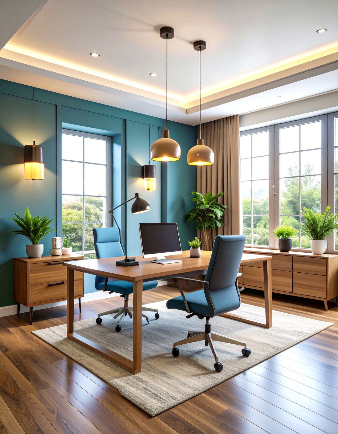 Sophisticated Wall Sconce Arrangements - 24 Home Office Lighting Ideas