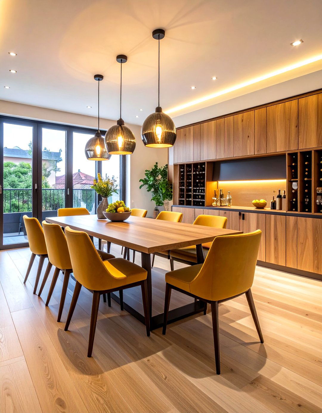 Sophisticated Wine Storage Dining Solution - 24 Townhouse Interior Design Ideas