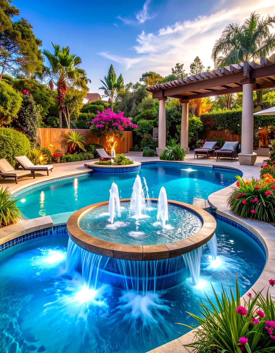 Sound Enhanced Water Features - 24 Pool Fountain Ideas