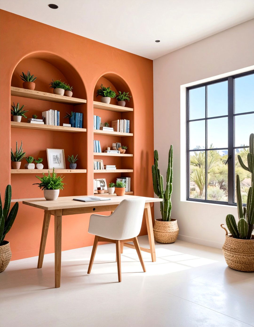 Southwest Adobe Style Bookcase - 24 Bookcases Around Window Design Ideas