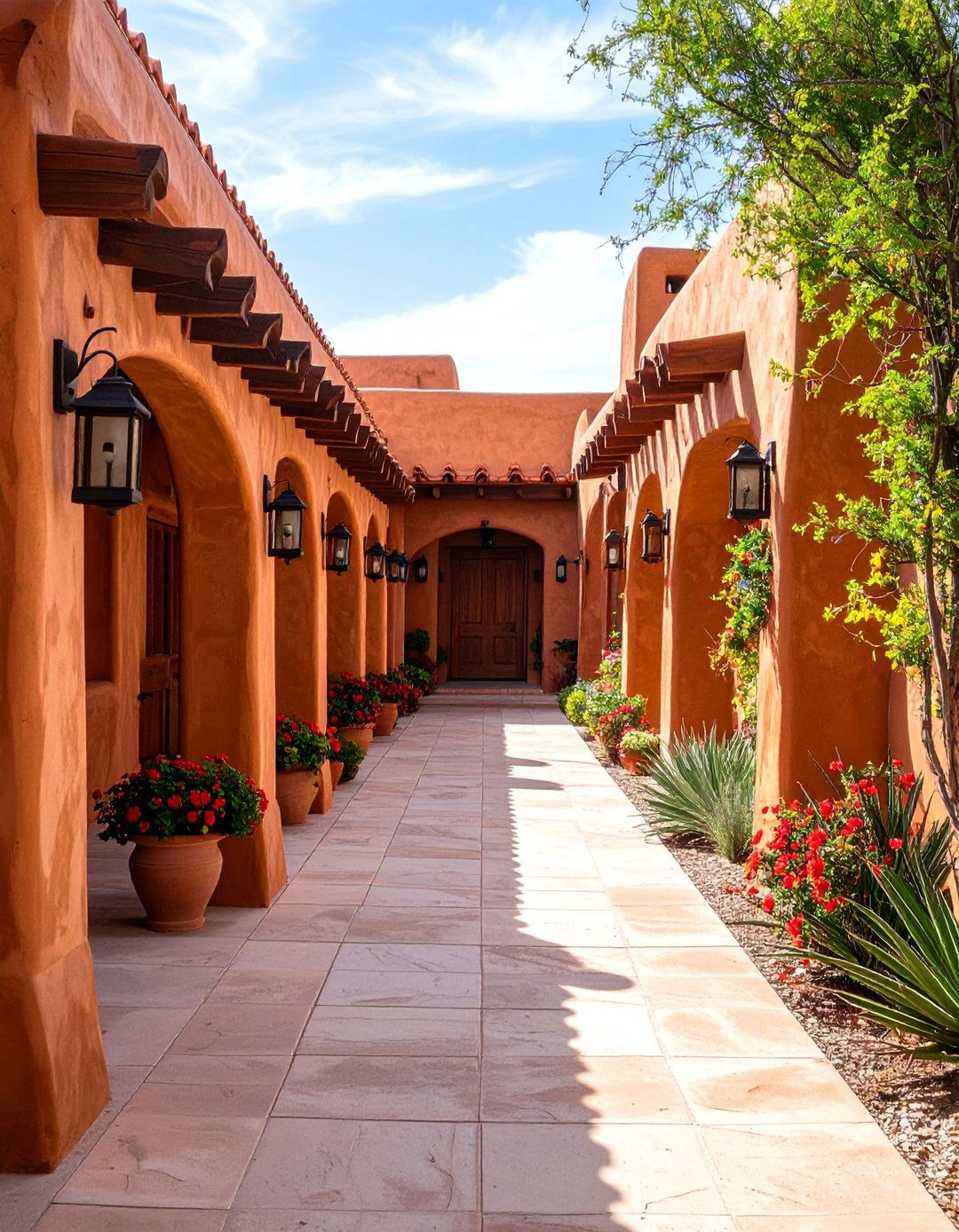 Southwest Adobe Style - 24 Concrete Walkway Painting Ideas