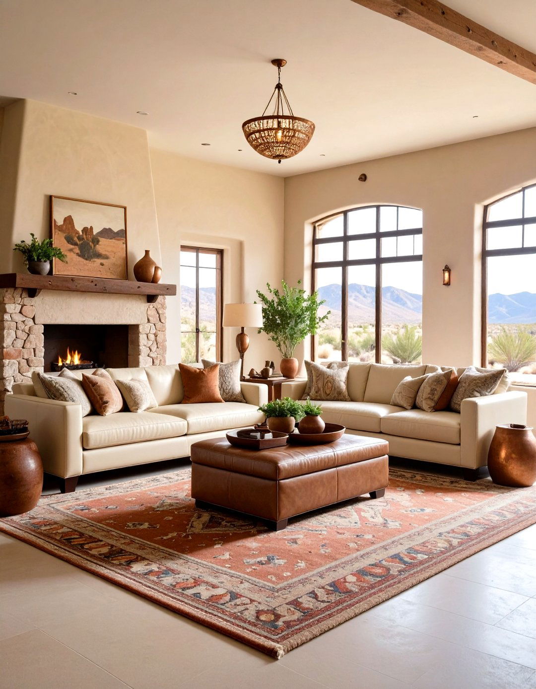 Southwestern Adobe Influence - 24 Cream and Gold Living Room Ideas
