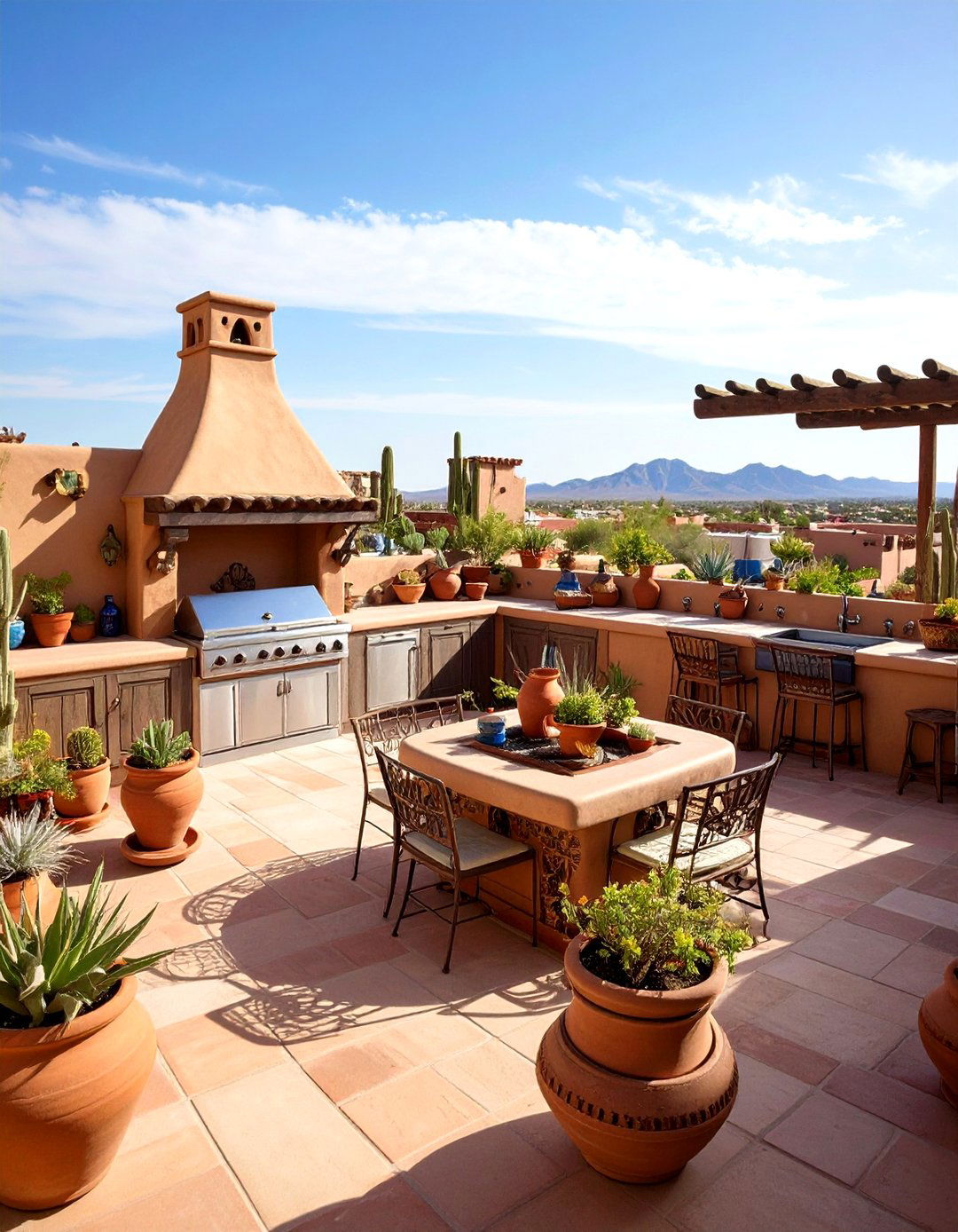 Southwestern Adobe Rooftop Kitchen Theme - 24 Rooftop Kitchen Ideas