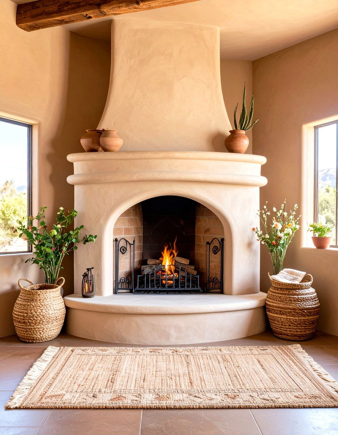 Southwestern Adobe Style Fireplace - 24 Rustic Fireplaces