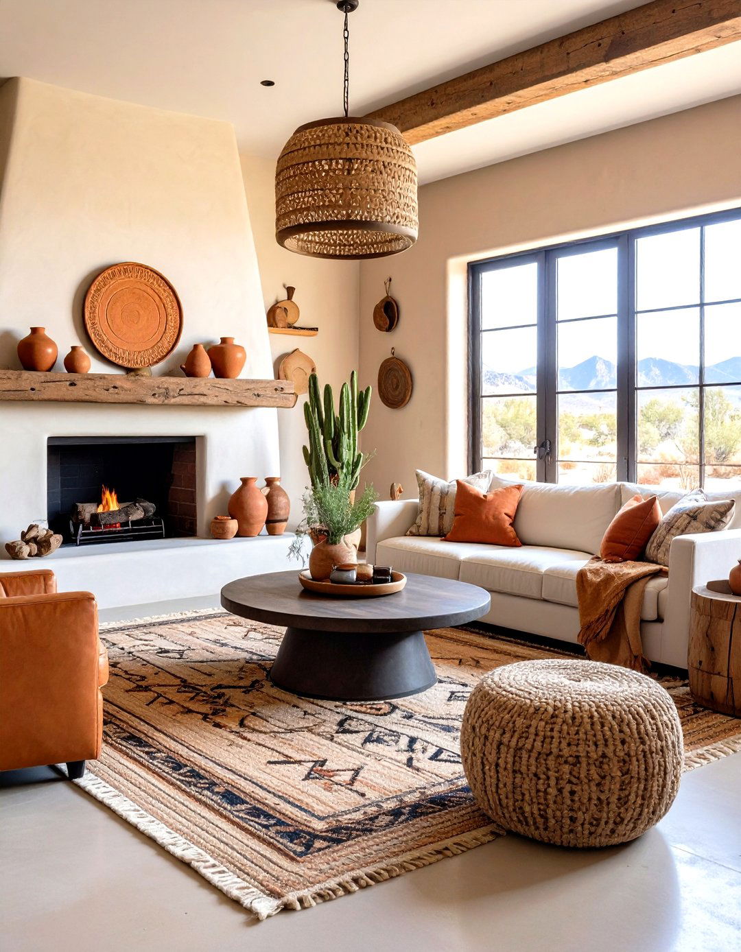 Southwestern Black Adobe and Brown Terra Cotta Style - 24 Black and Brown Living Room Ideas