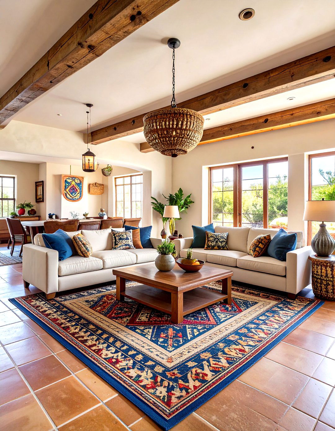 Southwestern Open Floor Plan with Adobe Inspired Features - 24 Open Floor Plan Ideas