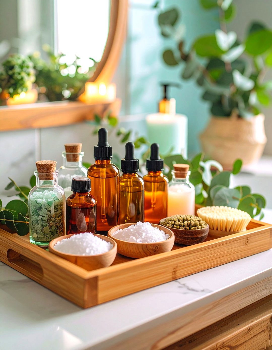 Spa Inspired Bathroom Wellness Tray - 24 Tray Decor Ideas