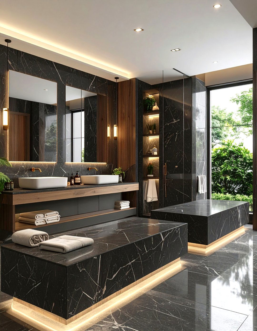 Spa Inspired Black Marble Designs - 24 Black Marble Bathrooms