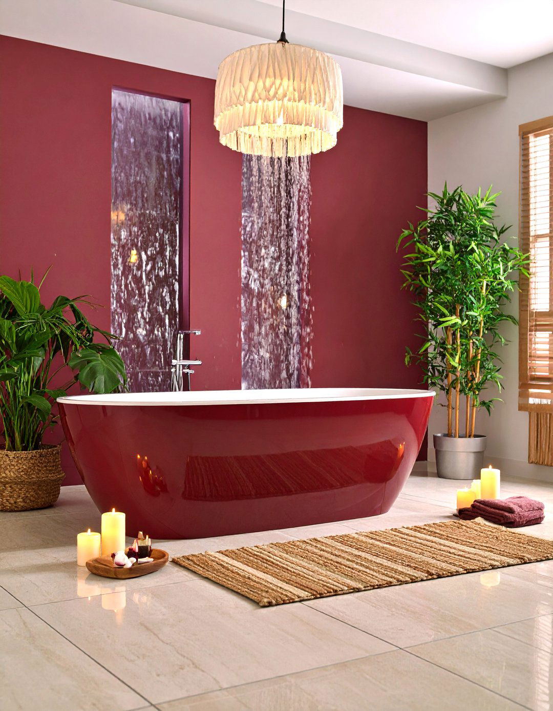 Spa Inspired Burgundy Retreat Design - 24 Burgundy Bathroom Ideas