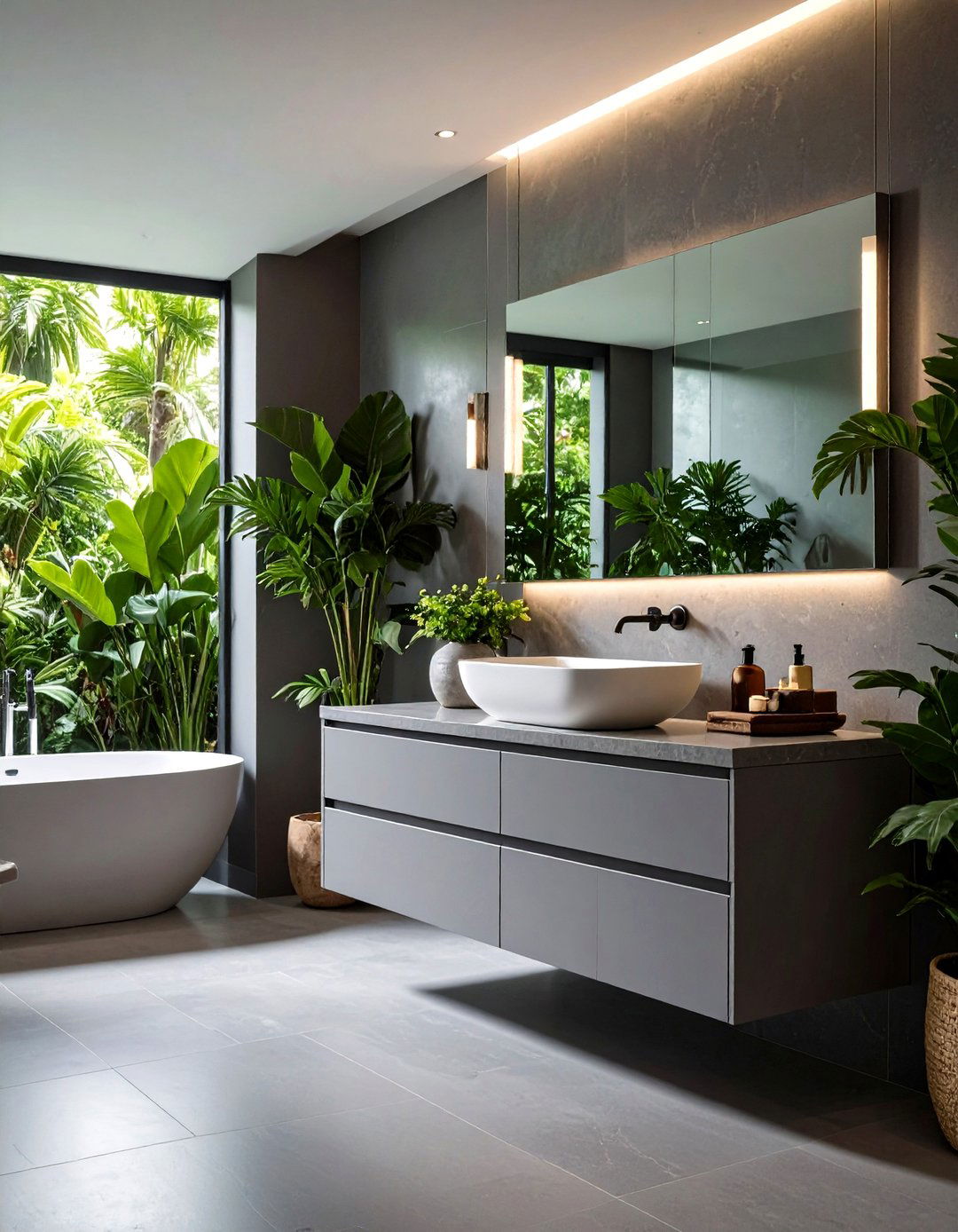 Spa Inspired Grey Vanity - 24 Grey Bathroom Vanity Design Ideas
