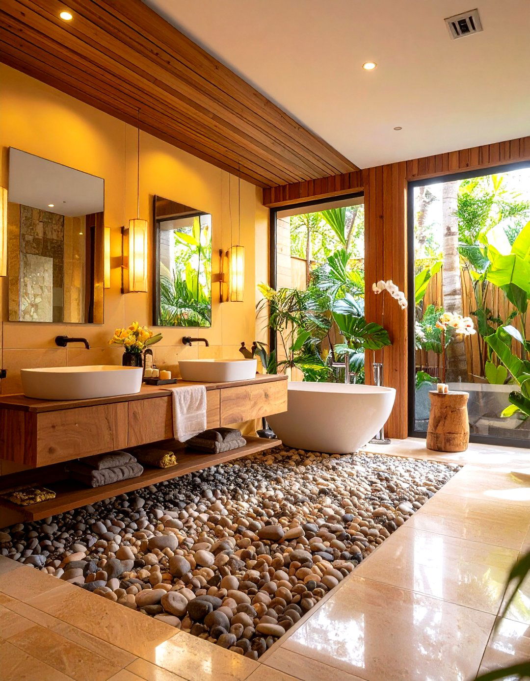 Spa Inspired Hawaiian Bathroom Oasis - 24 Hawaiian Interior Design Ideas