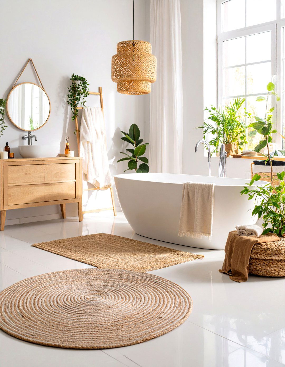 Spa Inspired Neutral Bathroom Rugs - 24 Bathroom Rug Ideas