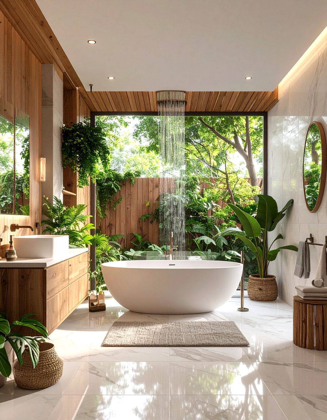 Spa Inspired Primary Bathroom with Natural Stone - 24 Primary Bathroom Ideas