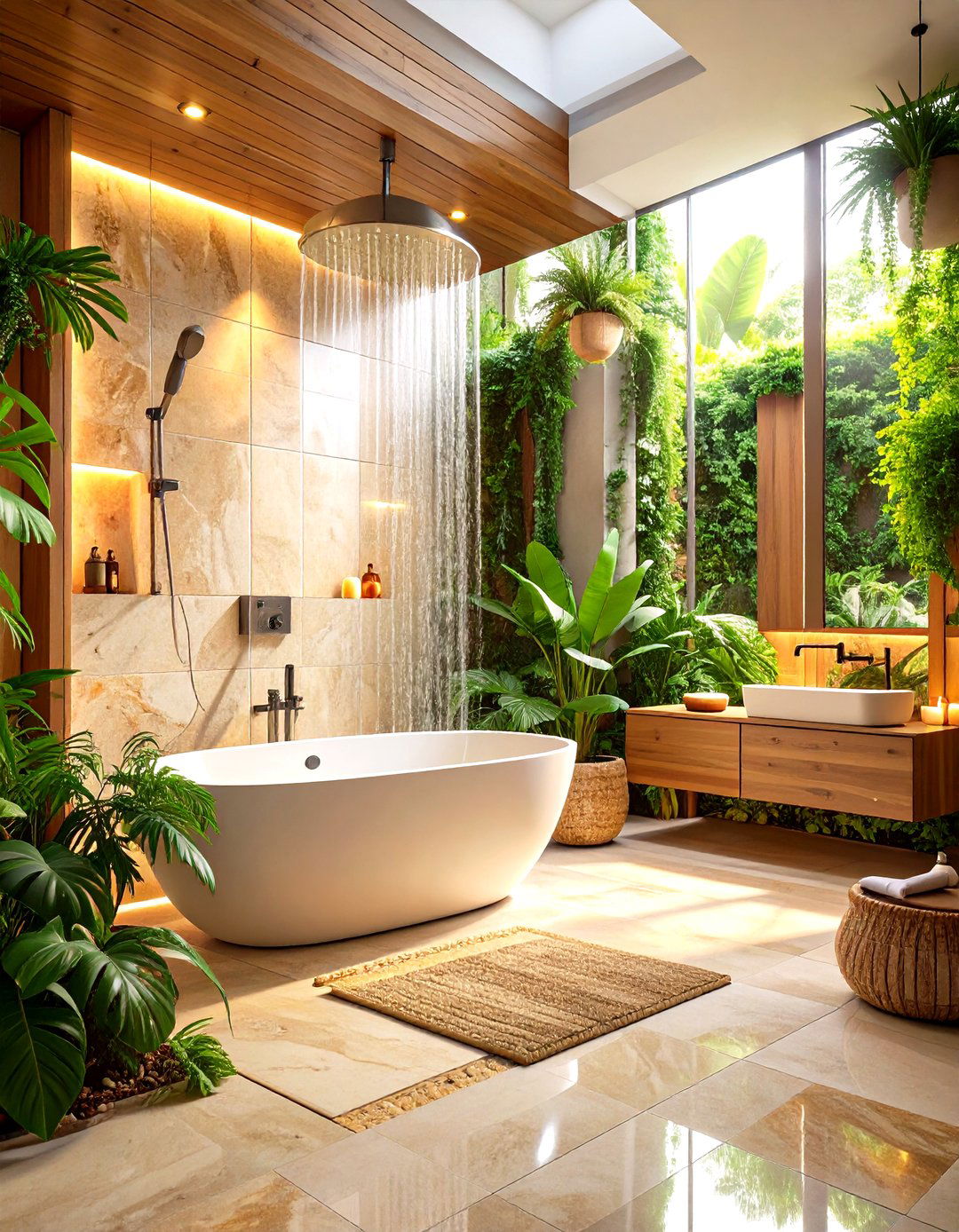 Spa Inspired Retreat with Natural Stone - 24 Tub-shower Combo Ideas