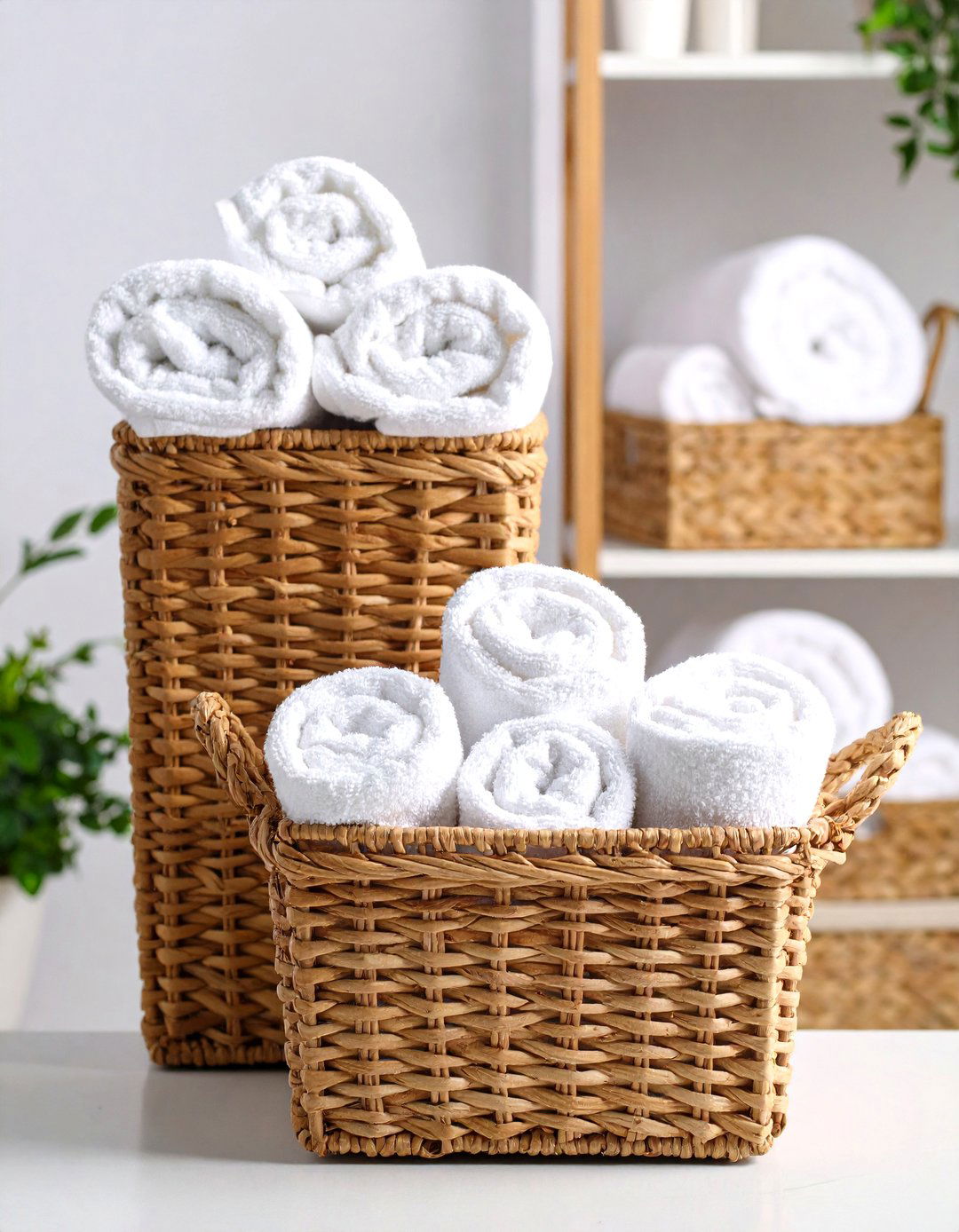 Spa Style Rolled Towel Display - 24 Towel Display Ideas