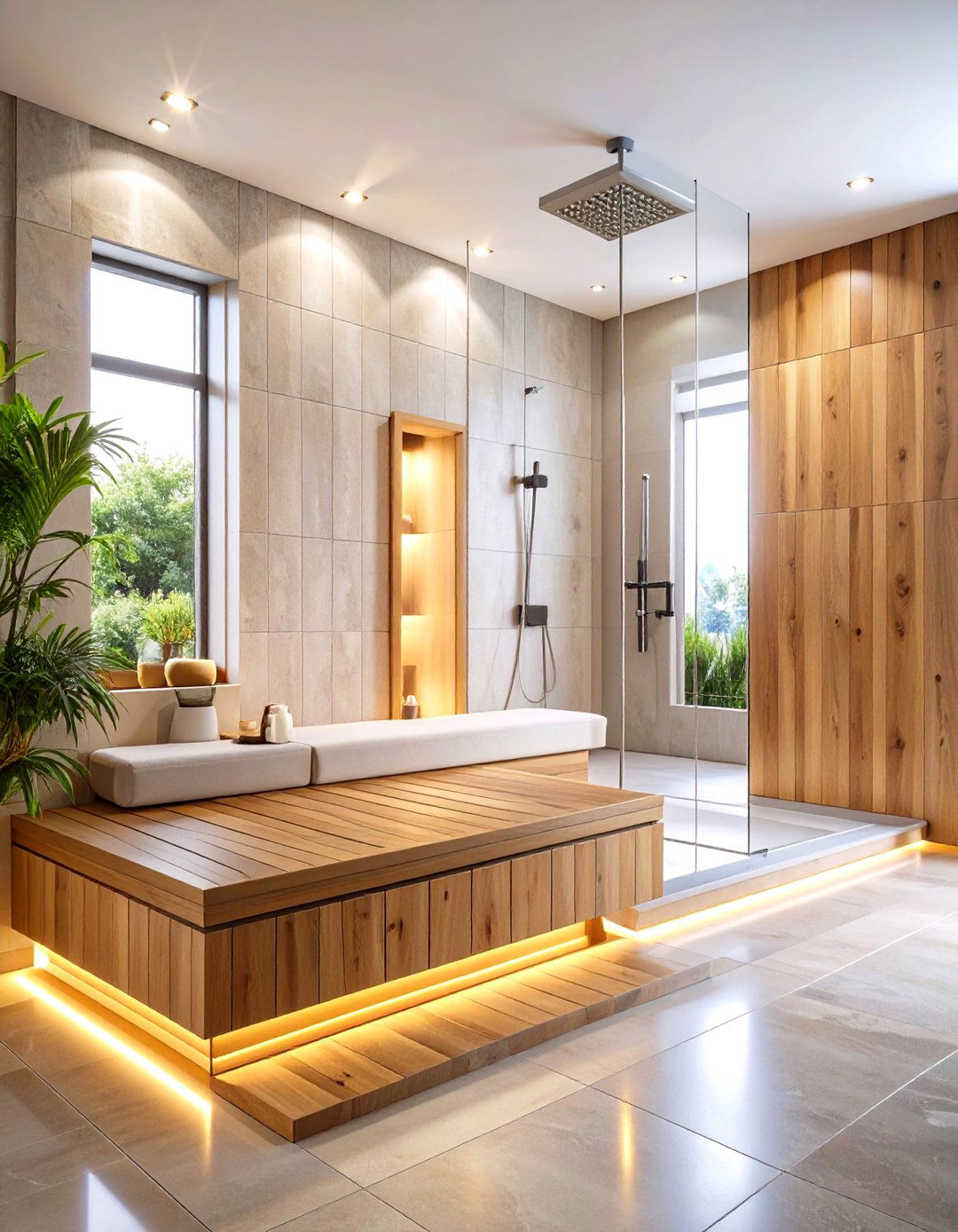 Spa Style Wrap Around Benches - 24 Shower Bench Ideas