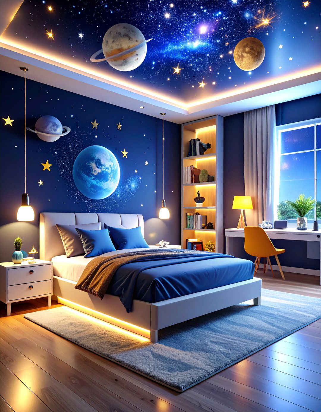 Space Explorer Galaxy Bedroom - 24 Kids Room Ideas