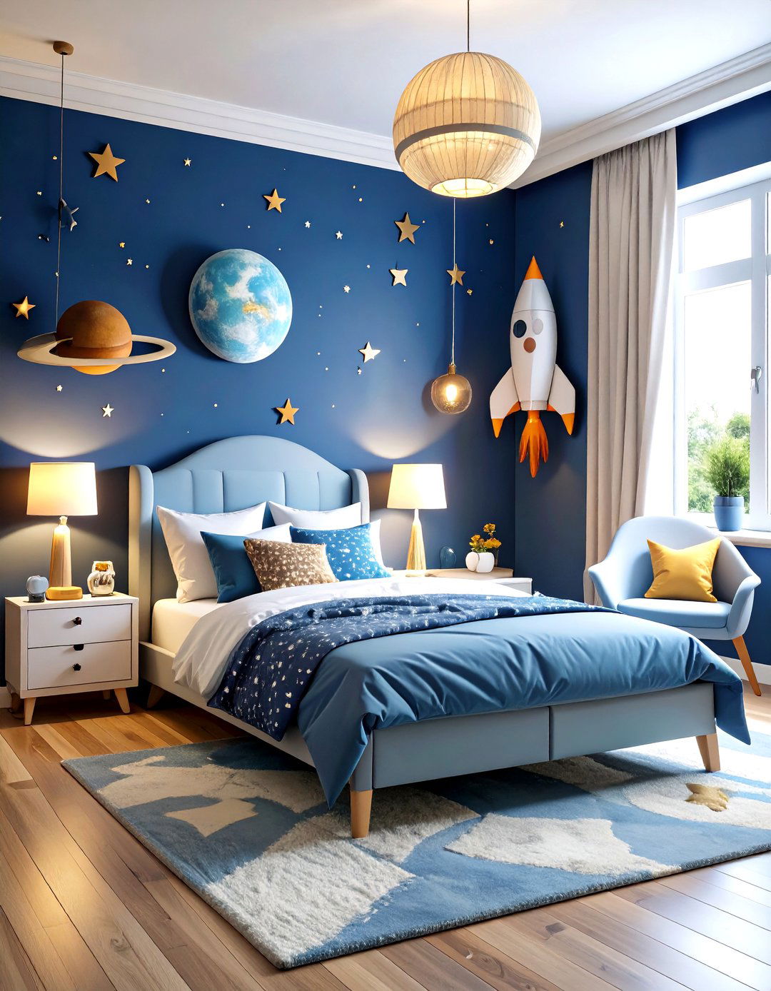 Space Galaxy Dark Blue with Stars - 24 Boys Room Paint Ideas