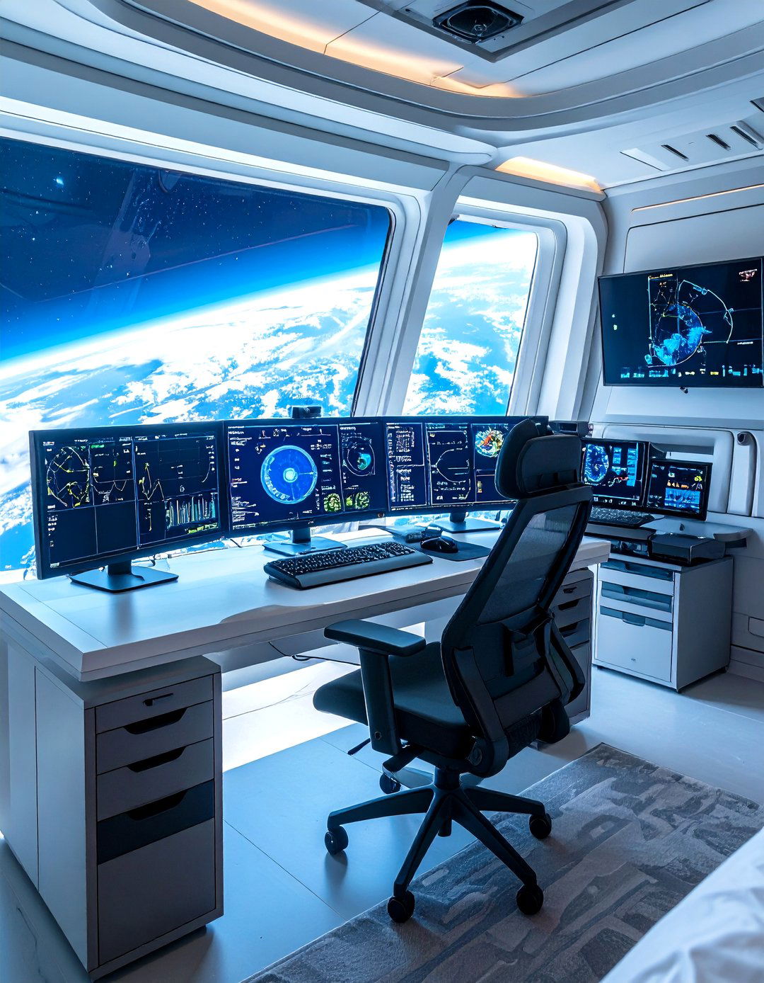 Space Mission Control Desk - 24 galaxy space-themed bedroom ideas