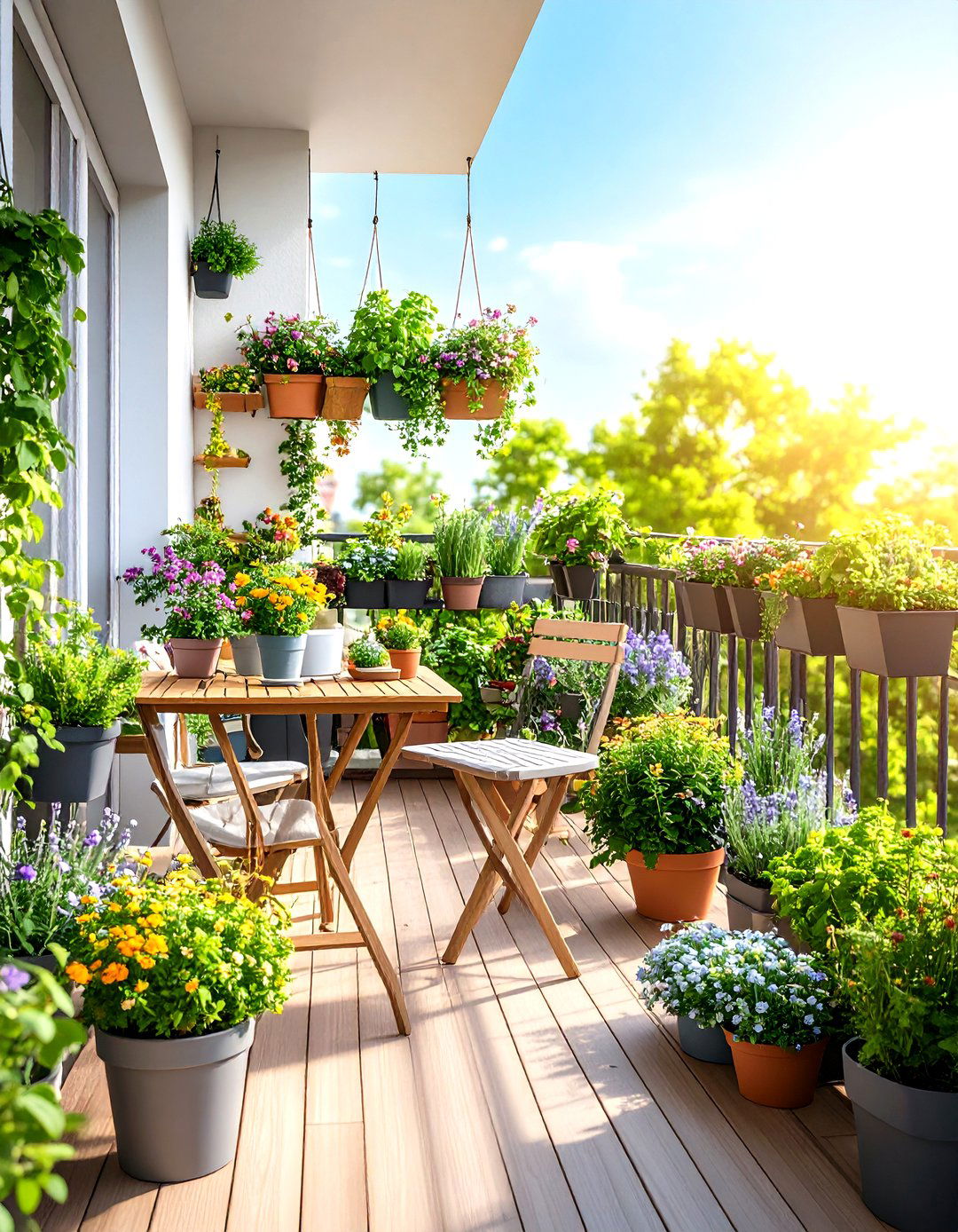 Space Saving Balcony with Foldable Furniture - 24 Small Balcony Ideas