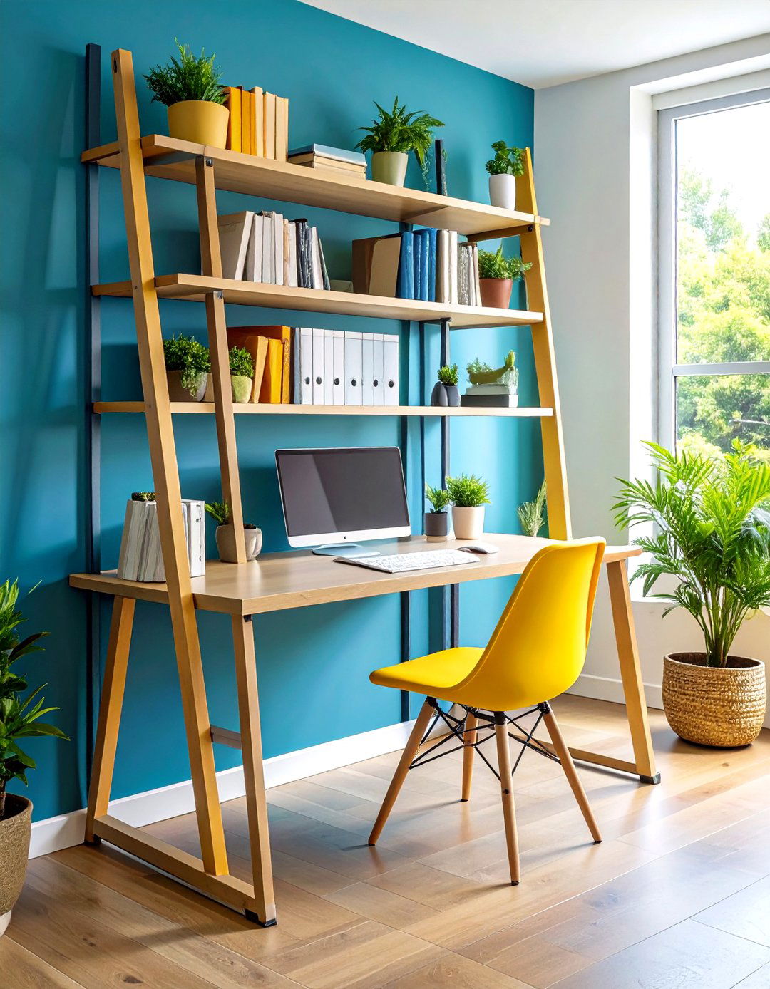 Space Saving Ladder Desk with Vertical Design - 24 Desk Ideas