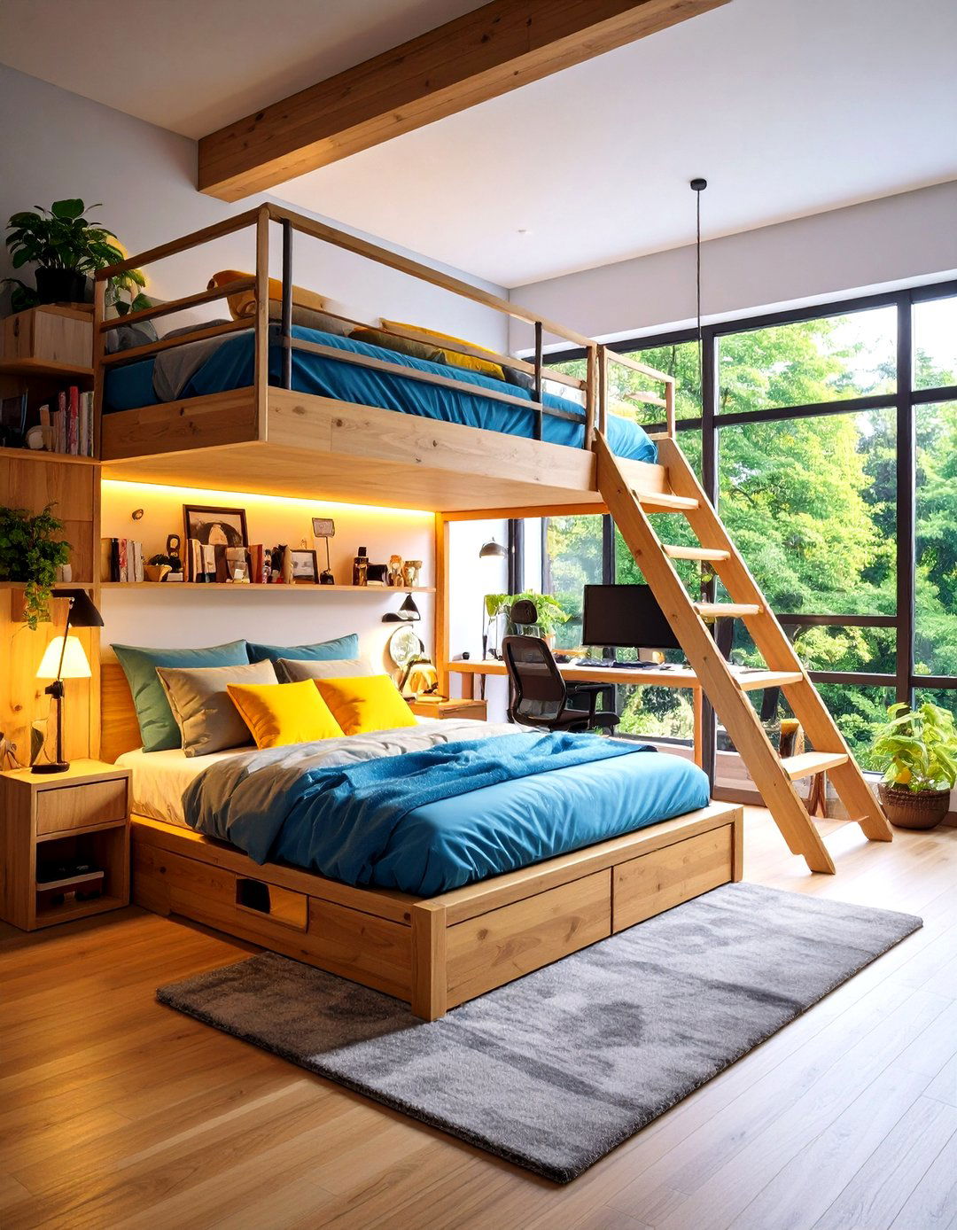 Space Saving Loft Gaming Bed Design - 24 Boys Gaming Bedroom Ideas
