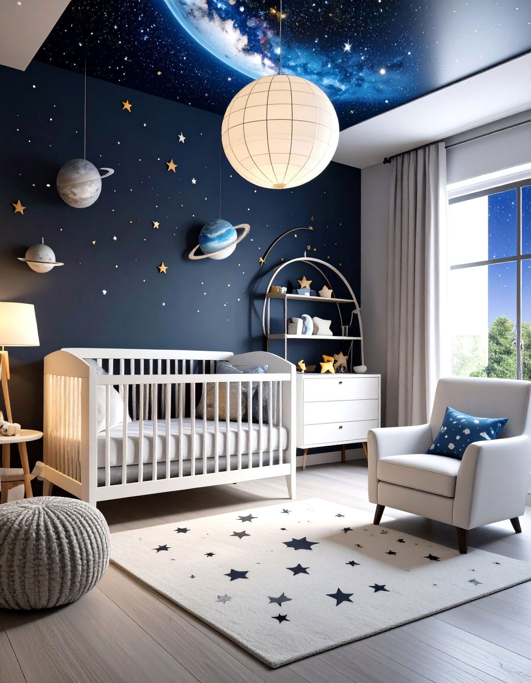 Space and Stars Black White Nursery - 24 Black and White Nursery Ideas