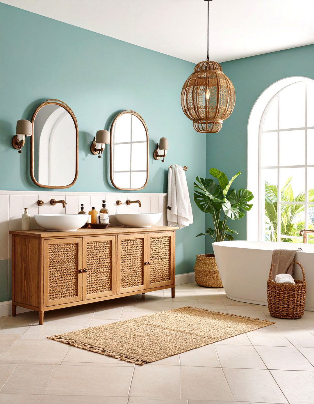 Spanish Bathroom with Arched Mirror Collection - 24 spanish interior design ideas