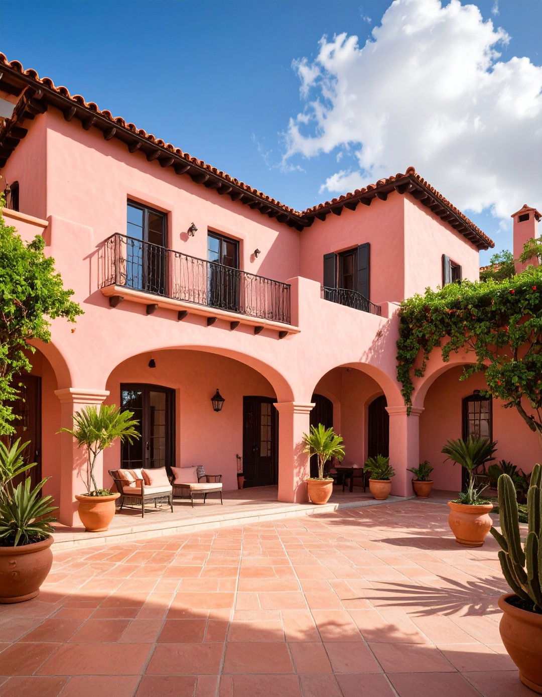 Spanish Colonial Pink Hacienda Style - 24 Pink House Exterior Ideas