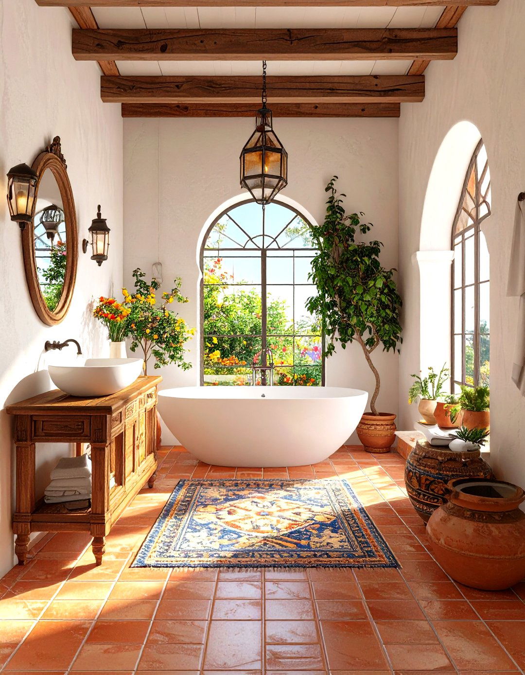 Spanish Colonial Terracotta Courtyard Style - 24 Terracotta Bathroom Ideas